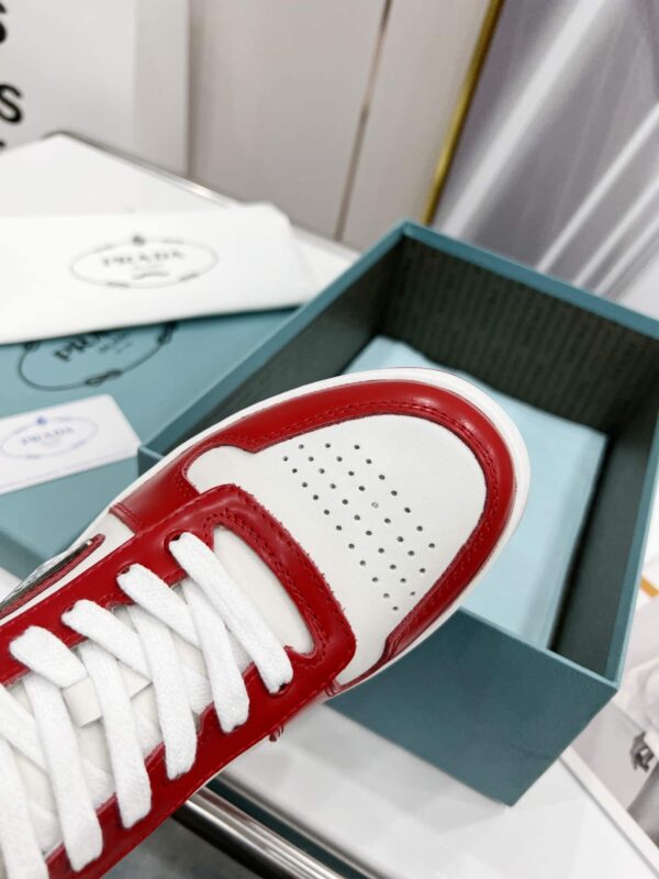 Prada Downtown Perforated Sneakers Red/White For Women 1.2in/30mm PRD 2EE364_3LKG_F0O3N