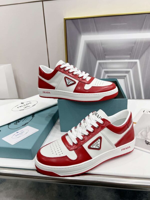 Prada Downtown Perforated Sneakers Red/White For Women 1.2in/30mm PRD 2EE364_3LKG_F0O3N