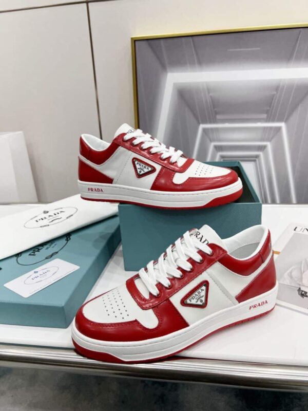 Prada Downtown Perforated Sneakers Red/White For Women 1.2in/30mm PRD 2EE364_3LKG_F0O3N