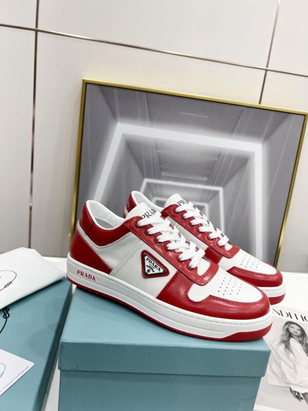 Prada Downtown Perforated Sneakers Red/White For Women 1.2in/30mm PRD 2EE364_3LKG_F0O3N