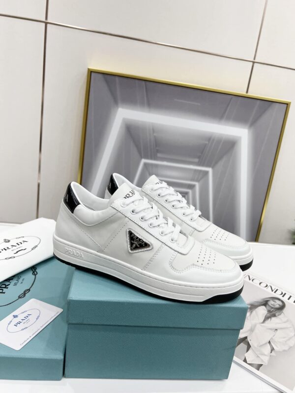 Prada Downtown Perforated Sneakers White/Black For Women 1.2in/30mm PRD  1E792M_3LJ6_F0964_F_030