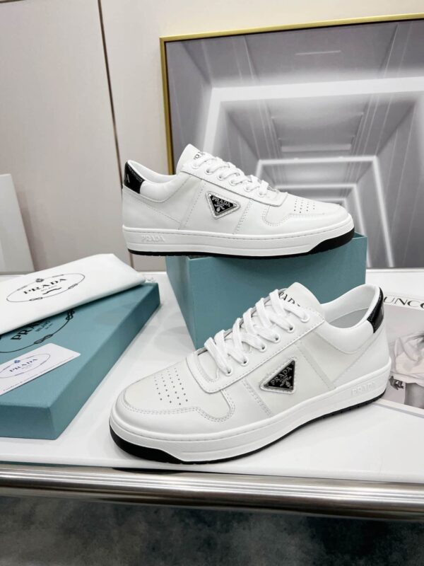 Prada Downtown Perforated Sneakers White/Black For Women 1.2in/30mm PRD  1E792M_3LJ6_F0964_F_030
