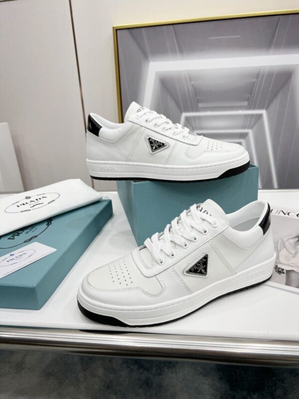 Prada Downtown Perforated Sneakers White/Black For Women 1.2in/30mm PRD  1E792M_3LJ6_F0964_F_030