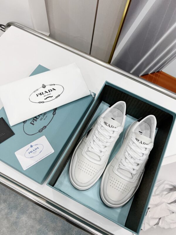 Prada Downtown Perforated Sneakers White/Black For Women 1.2in/30mm PRD  1E792M_3LJ6_F0964_F_030