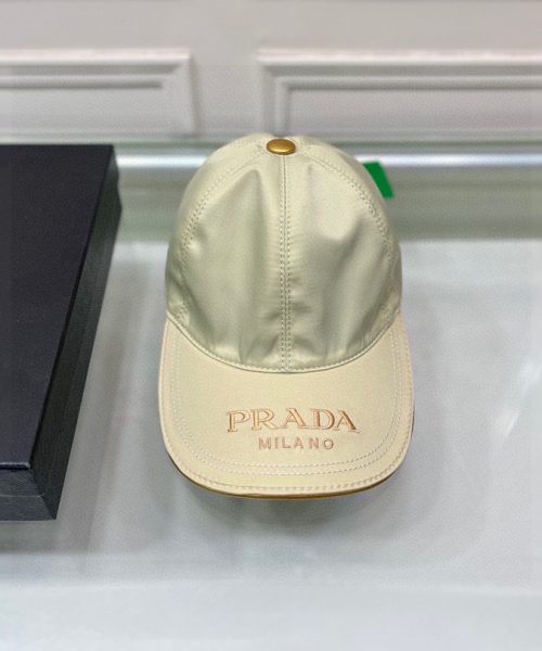 Prada Drill Baseball Cap Beige Prada Cap