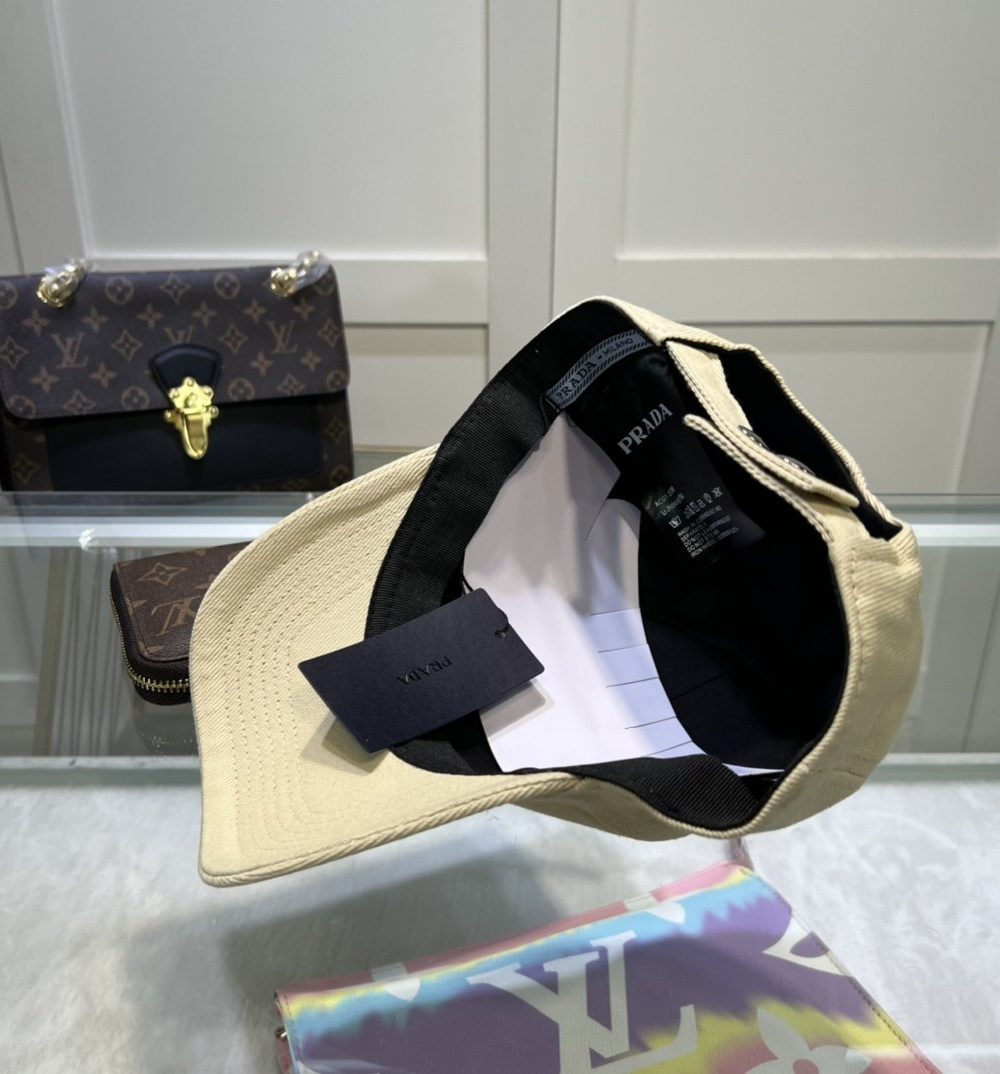 Prada Drill Baseball Cap Cream Prada Cap