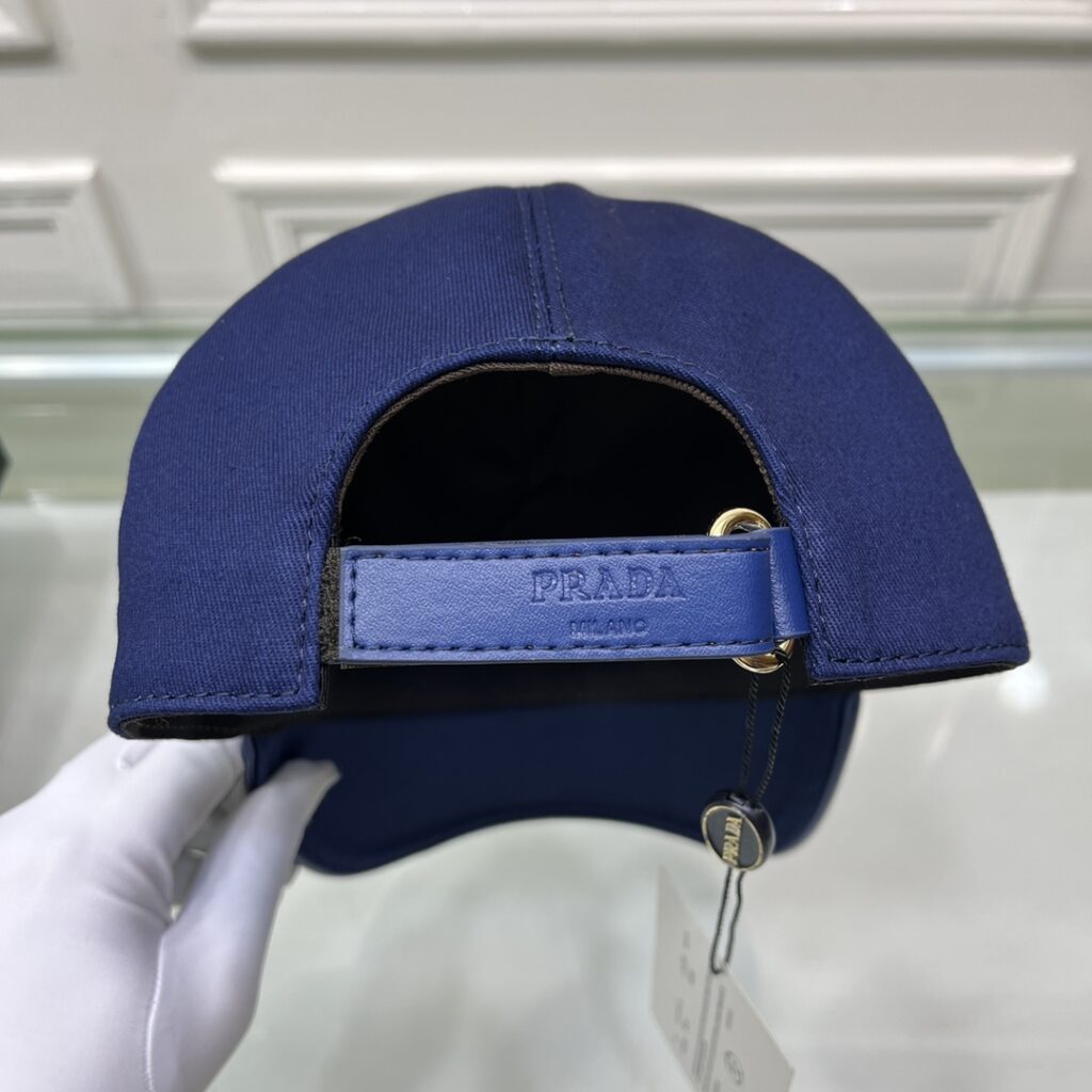 Prada Drill Baseball Cap Dark Blue Prada Cap - Image 2