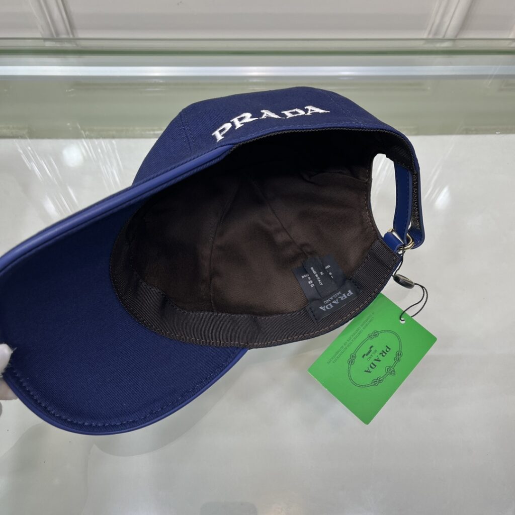 Prada Drill Baseball Cap Dark Blue Prada Cap - Image 4