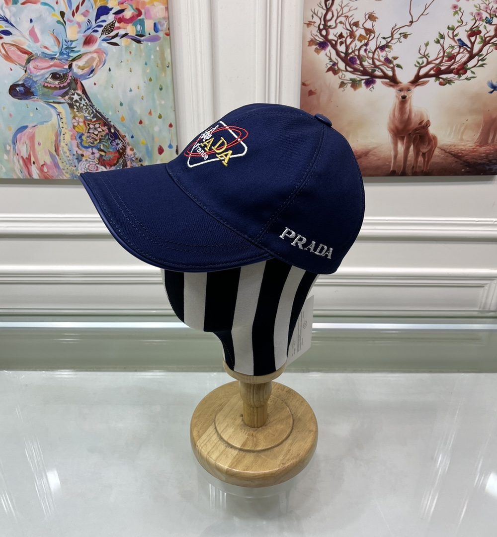 Prada Drill Baseball Cap Dark Blue Prada Cap