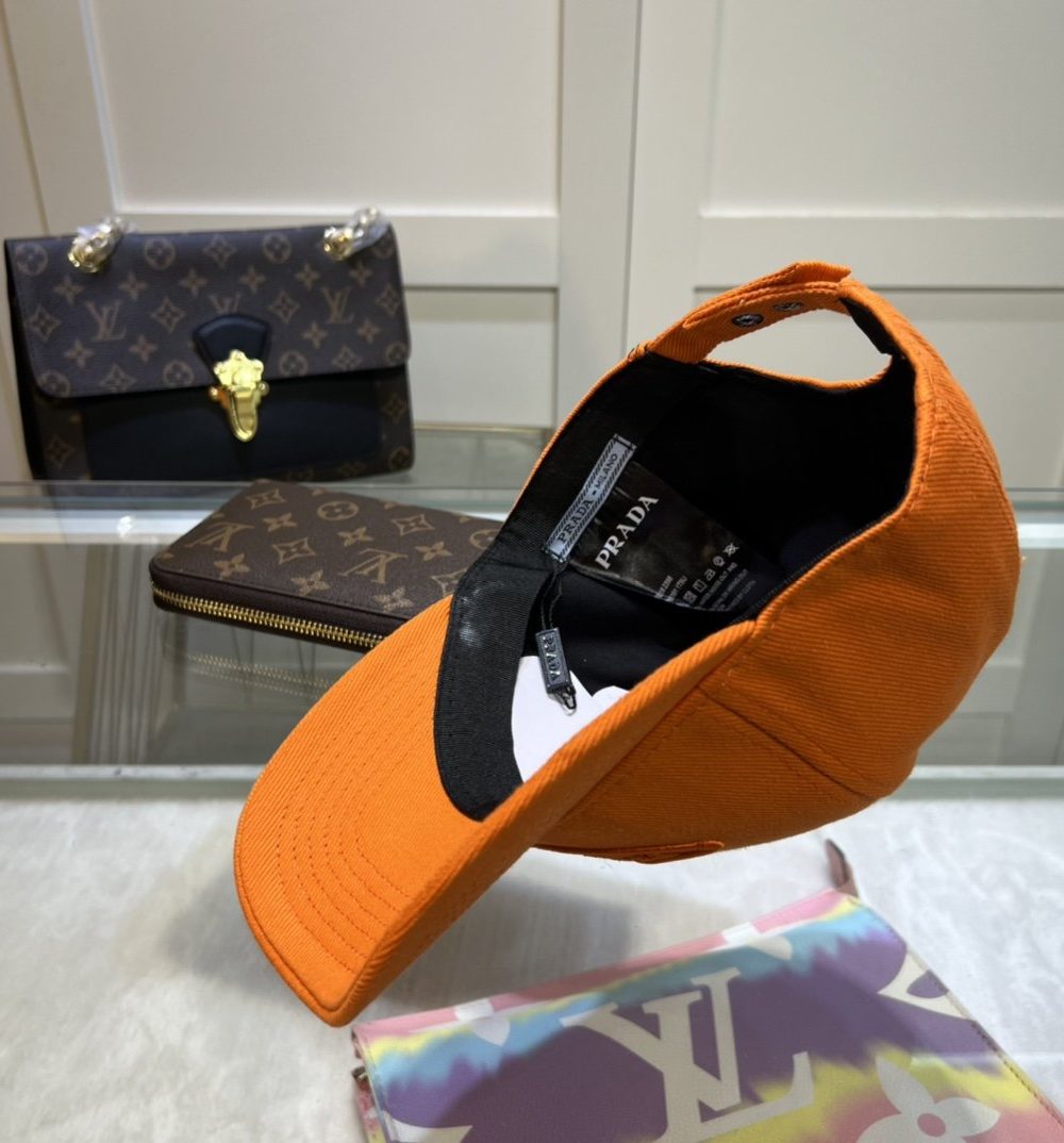 Prada Drill Baseball Cap Orange Prada Cap