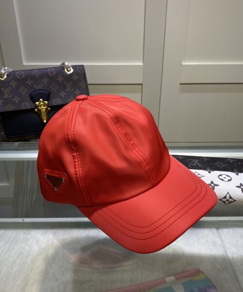 Prada Drill Baseball Cap Red Prada Cap