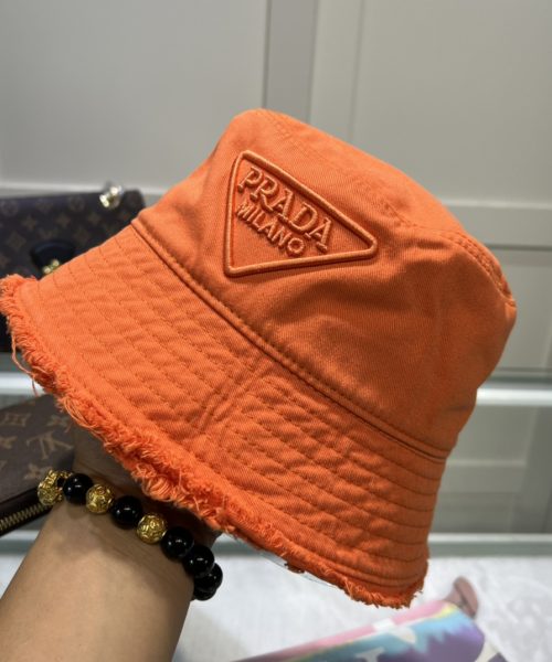 Prada Drill Bucket Hat Orange Prada Hat 1HC137_2FMB_F0049