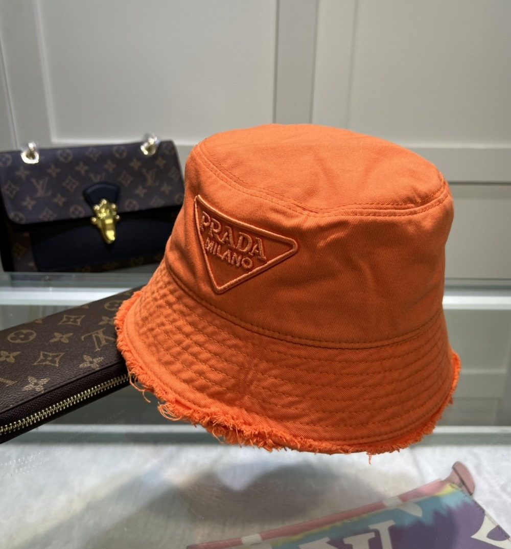 Prada Drill Bucket Hat Orange Prada Hat 1HC137_2FMB_F0049