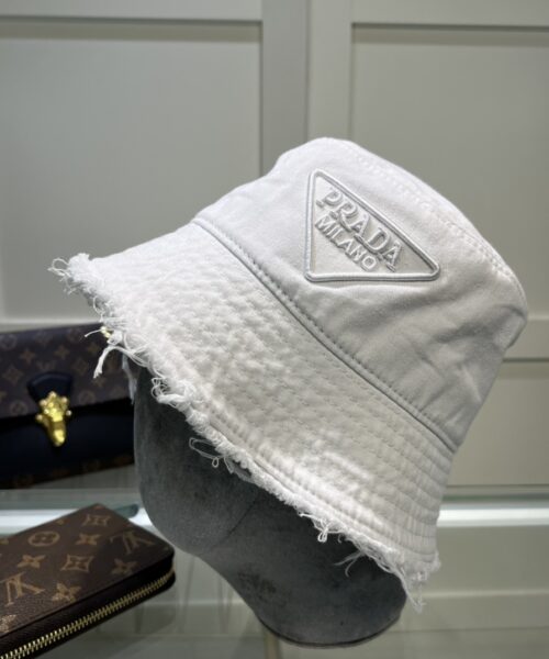 Prada Drill Bucket Hat White Prada Hat 1HC137_2FMB_F0009