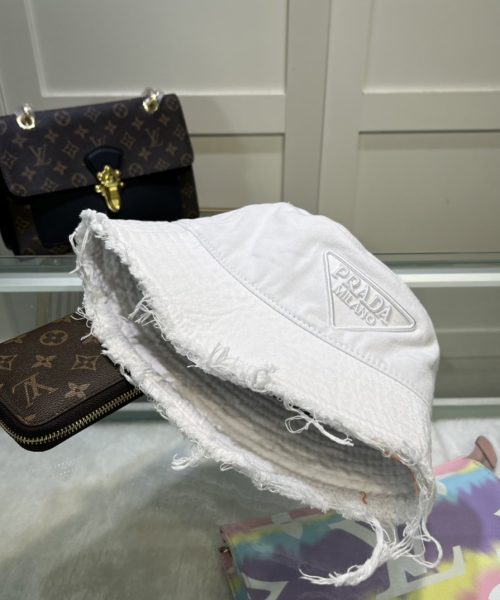 Prada Drill Bucket Hat White Prada Hat 1HC137_2FMB_F0009