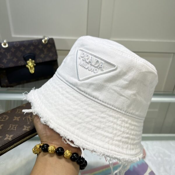 Prada Drill Bucket Hat White Prada Hat 1HC137_2FMB_F0009
