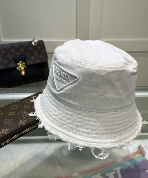 Prada Drill Bucket Hat White Prada Hat 1HC137_2FMB_F0009