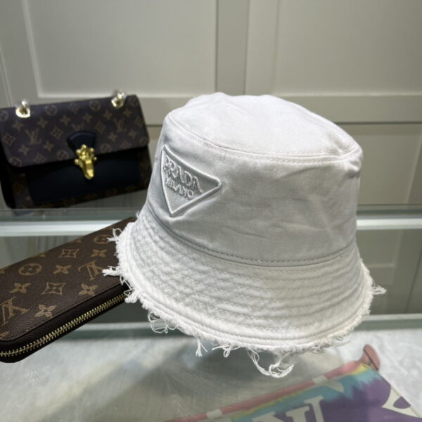 Prada Drill Bucket Hat White Prada Hat 1HC137_2FMB_F0009