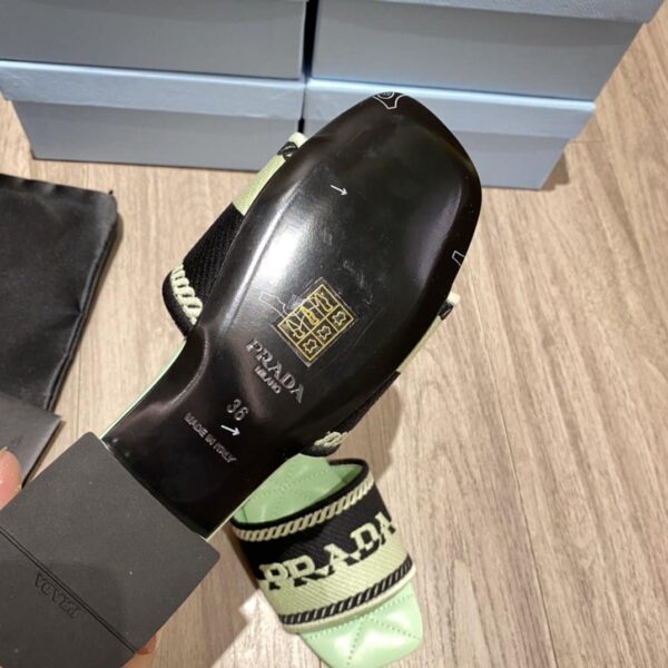 Prada Embroidered Fabric Slides Black/Green For Women 0.4in/10mm PRD