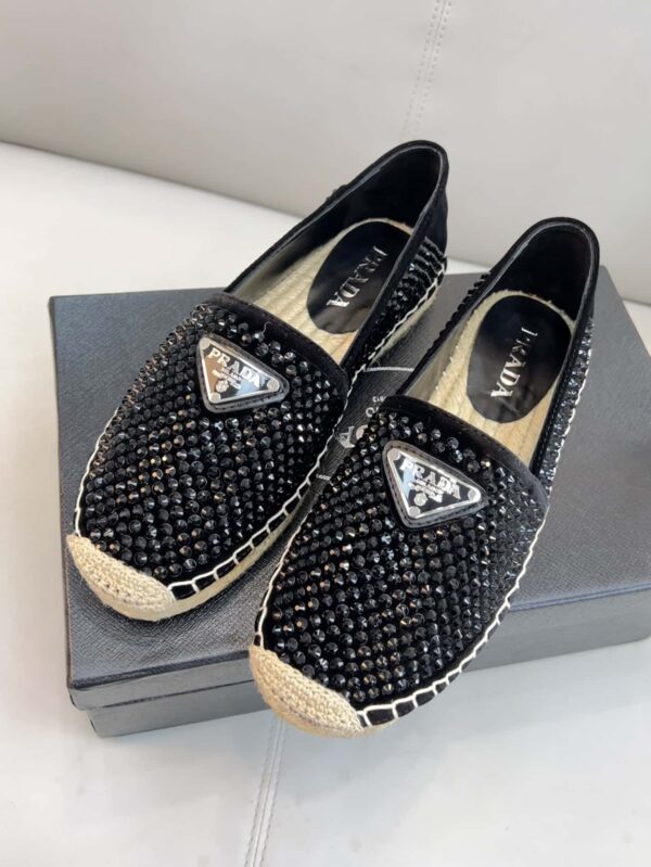Prada Espadrillas With Crystals Black For Women 0.8in/20mm PRD