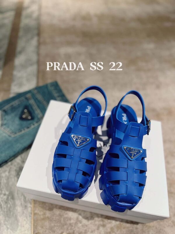 Prada Foam Rubber Sandals Blue For Women 2.2in/55mm PRD 1X853M_3LKK_F0013_F_055