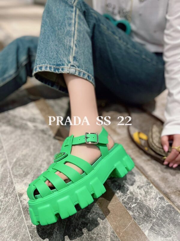 Prada Foam Rubber Sandals Green For Women 2.2in/55mm PRD