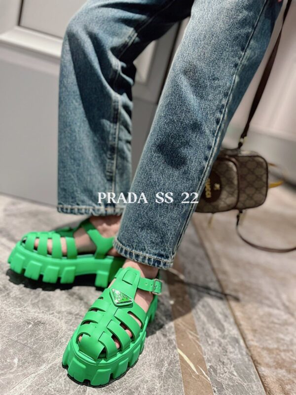 Prada Foam Rubber Sandals Green For Women 2.2in/55mm PRD