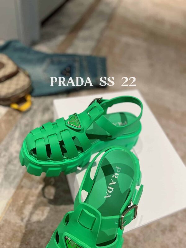 Prada Foam Rubber Sandals Green For Women 2.2in/55mm PRD
