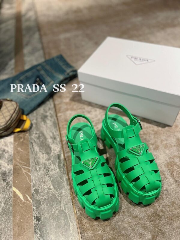 Prada Foam Rubber Sandals Green For Women 2.2in/55mm PRD