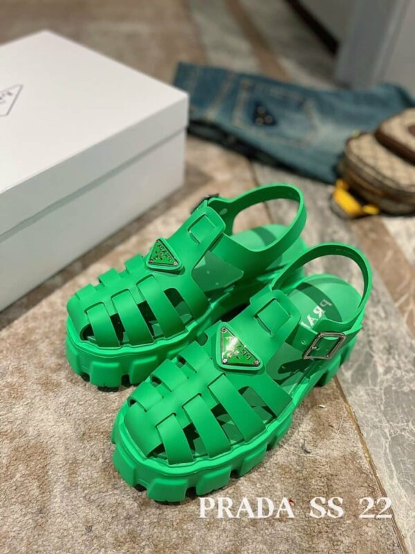 Prada Foam Rubber Sandals Green For Women 2.2in/55mm PRD