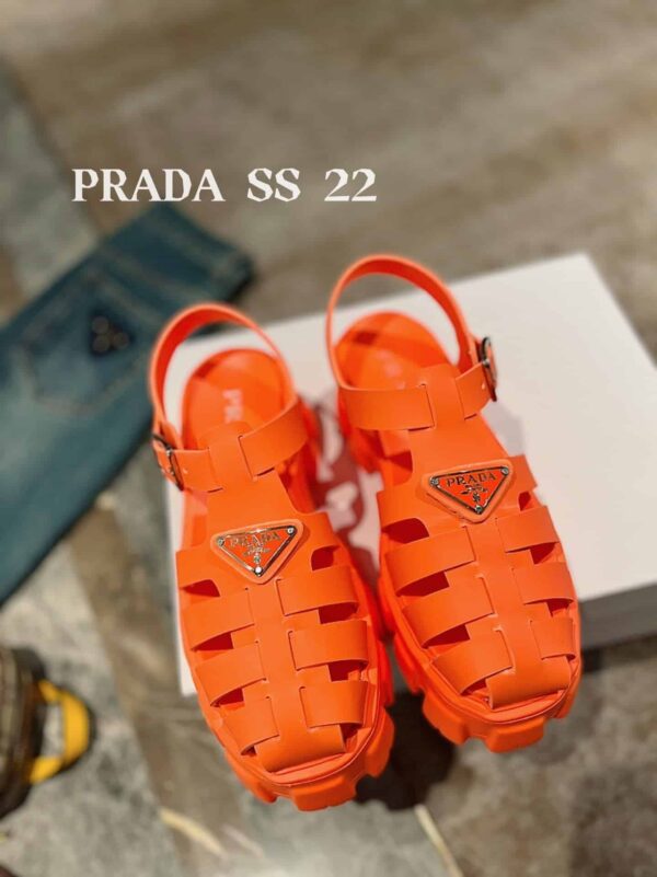 Prada Foam Rubber Sandals Orange For Women 2.2in/55mm PRD 