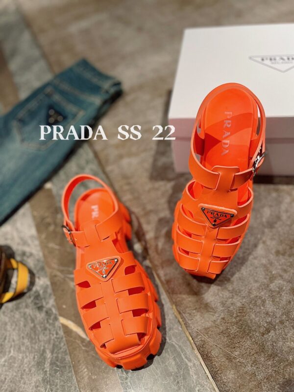 Prada Foam Rubber Sandals Orange For Women 2.2in/55mm PRD 