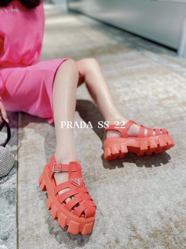 Prada Foam Rubber Sandals Orange For Women 2.2in/55mm PRD 