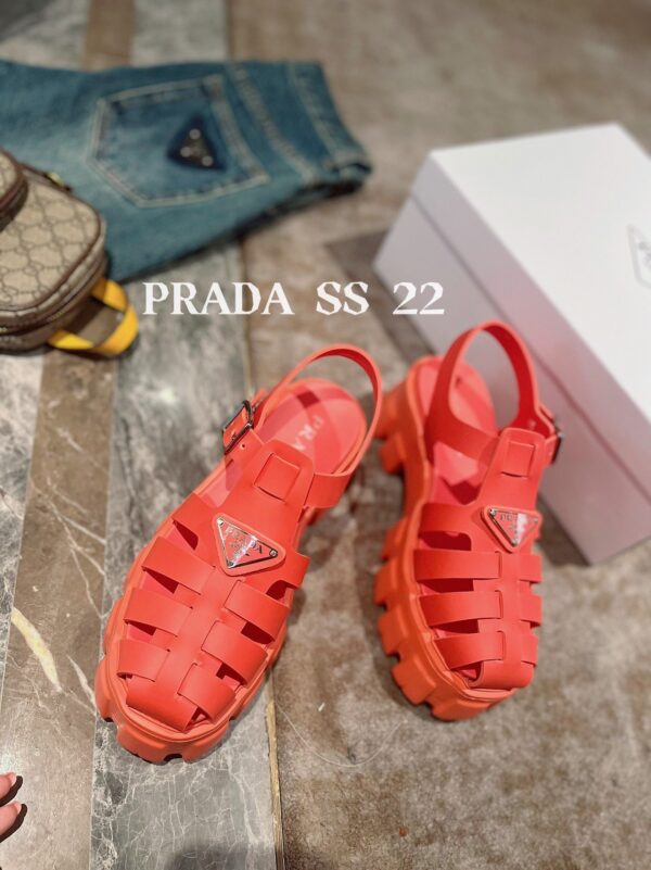 Prada Foam Rubber Sandals Orange For Women 2.2in/55mm PRD 