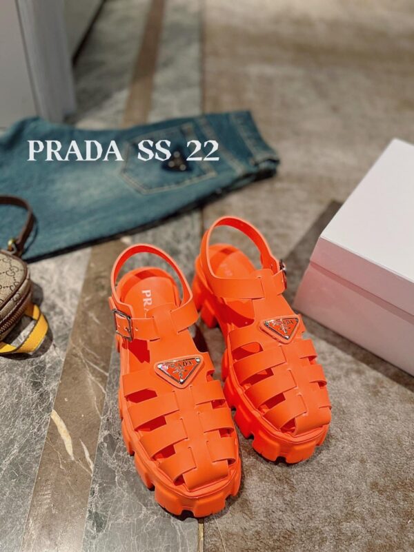 Prada Foam Rubber Sandals Orange For Women 2.2in/55mm PRD 
