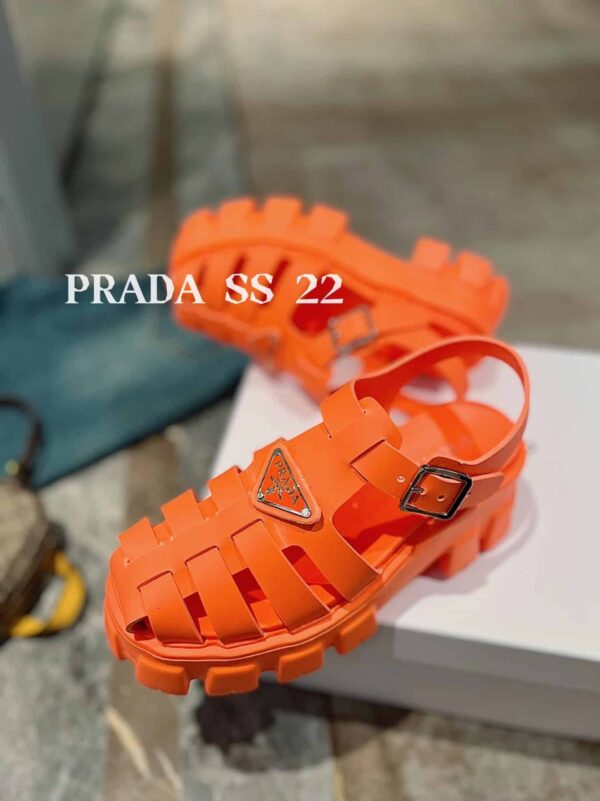 Prada Foam Rubber Sandals Orange For Women 2.2in/55mm PRD 