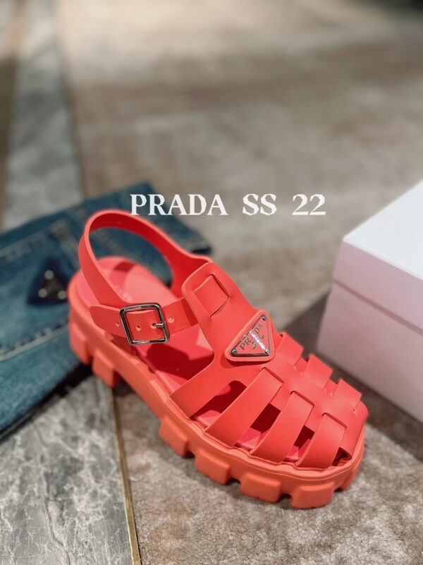 Prada Foam Rubber Sandals Orange For Women 2.2in/55mm PRD 