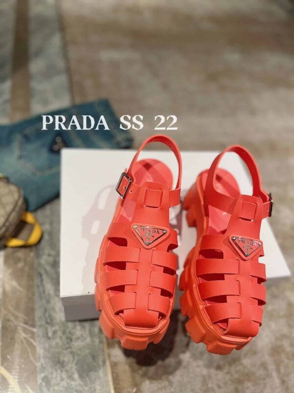 Prada Foam Rubber Sandals Orange For Women 2.2in/55mm PRD 