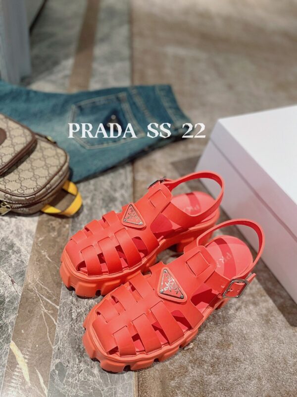 Prada Foam Rubber Sandals Orange For Women 2.2in/55mm PRD 
