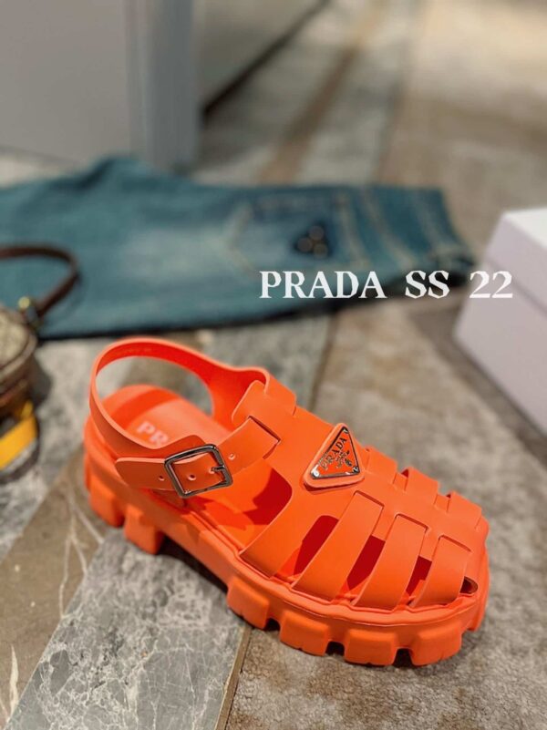 Prada Foam Rubber Sandals Orange For Women 2.2in/55mm PRD 