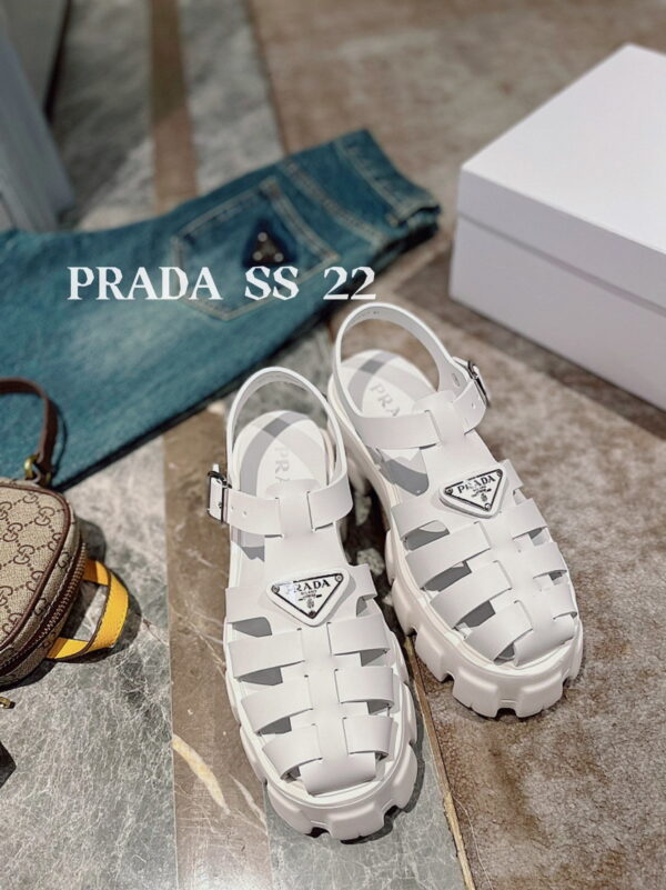 Prada Foam Rubber Sandals White For Women 2.2in/55mm PRD 1X853M_3LKK_F0009_F_055