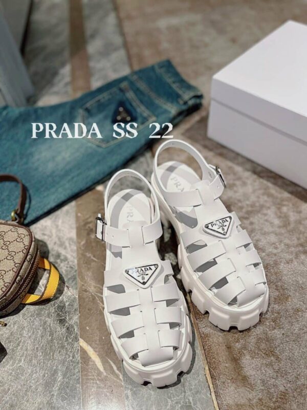 Prada Foam Rubber Sandals White For Women 2.2in/55mm PRD 1X853M_3LKK_F0009_F_055