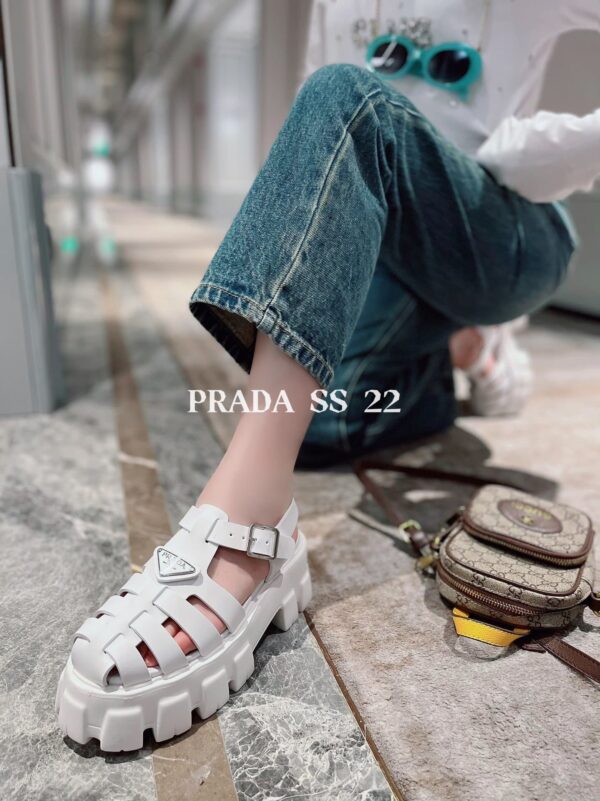 Prada Foam Rubber Sandals White For Women 2.2in/55mm PRD 1X853M_3LKK_F0009_F_055