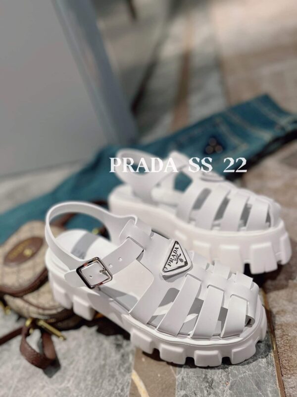 Prada Foam Rubber Sandals White For Women 2.2in/55mm PRD 1X853M_3LKK_F0009_F_055
