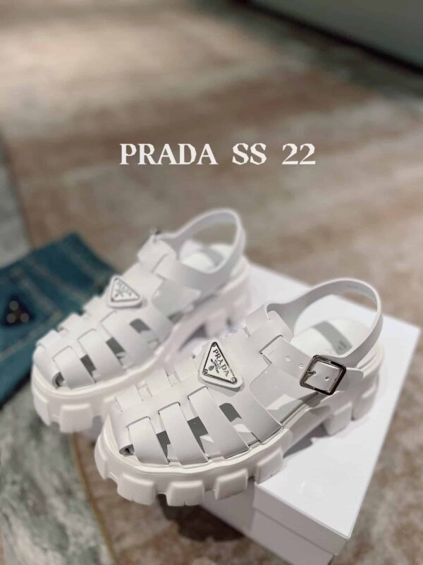 Prada Foam Rubber Sandals White For Women 2.2in/55mm PRD 1X853M_3LKK_F0009_F_055