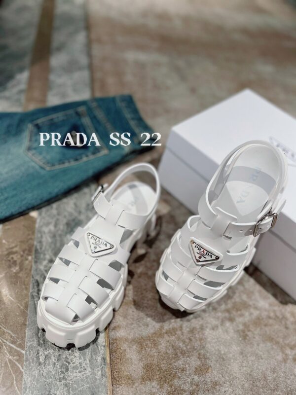 Prada Foam Rubber Sandals White For Women 2.2in/55mm PRD 1X853M_3LKK_F0009_F_055