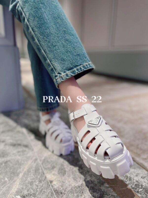 Prada Foam Rubber Sandals White For Women 2.2in/55mm PRD 1X853M_3LKK_F0009_F_055
