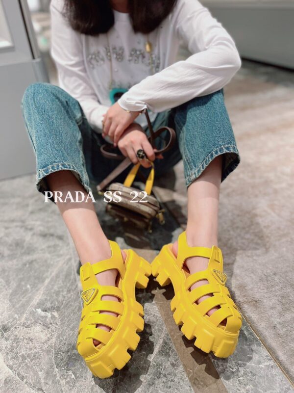 Prada Foam Rubber Sandals Yellow For Women 2.2in/55mm PRD 1X853M_3LKK_F0377_F_055