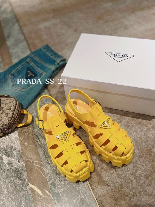Prada Foam Rubber Sandals Yellow For Women 2.2in/55mm PRD 1X853M_3LKK_F0377_F_055