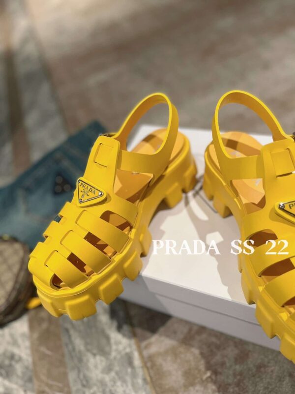 Prada Foam Rubber Sandals Yellow For Women 2.2in/55mm PRD 1X853M_3LKK_F0377_F_055